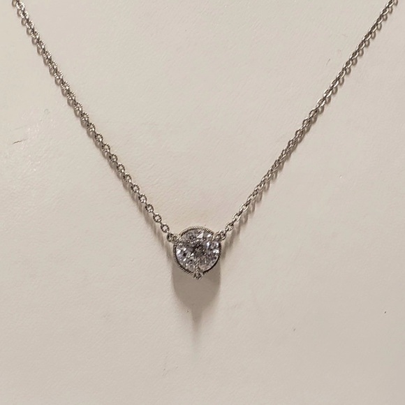 ⚜️JUDITH RIPKA STERLING SILVER SOLITAIRE NECKLACE 1.9 cttw - Picture 4 of 5